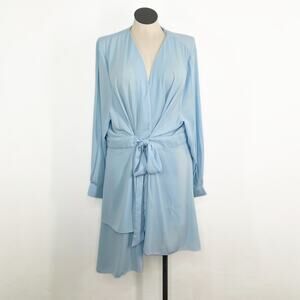 NWT City Chic Shibara Wrap Blouse Blue Asymmetrical Tunic Top Work Size 24